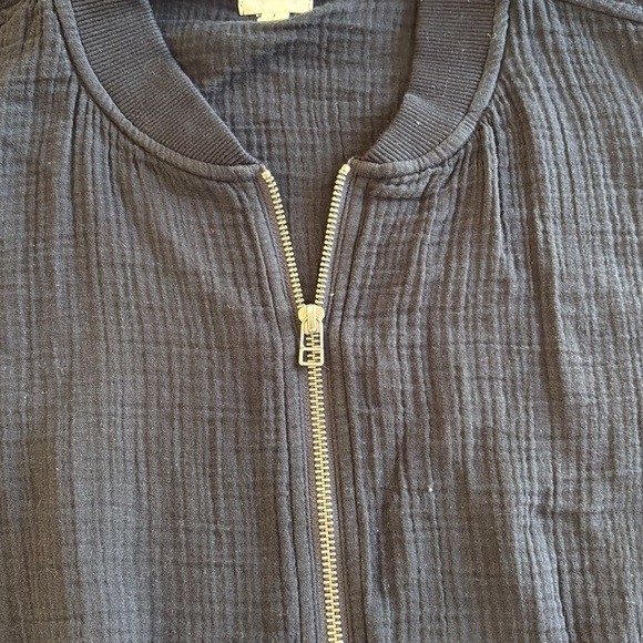 Womens NWT JAG Textured Gauze Bomber Jacket Black Size Large Zip LIghtweight - Picture 5 of 14